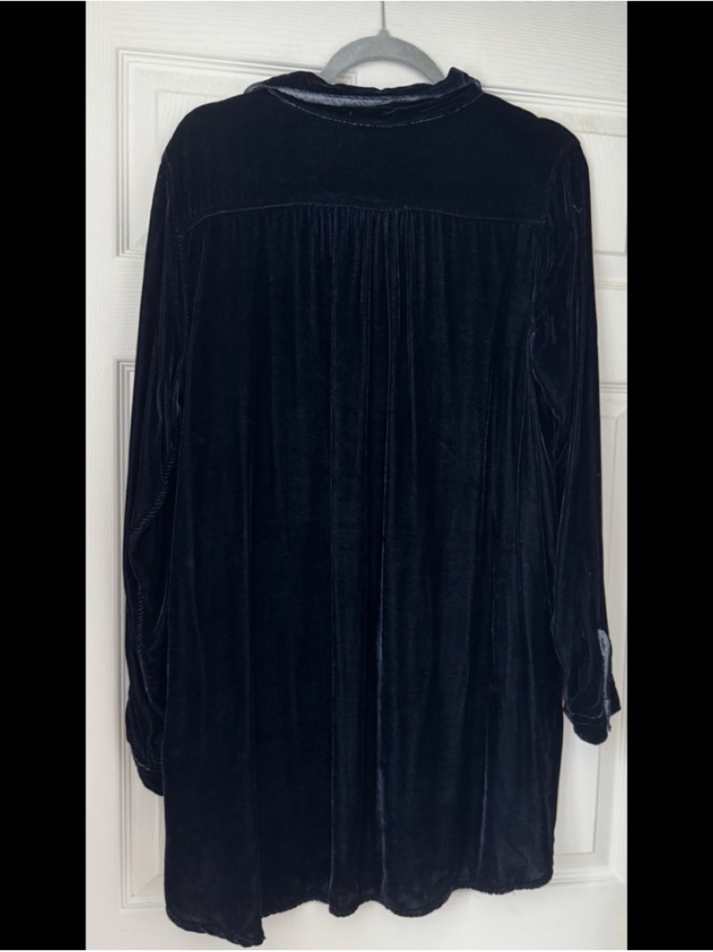 Free People navy Velvet Mini Shirt Dress - Picture 3 of 5